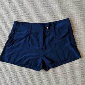 Navy Silk Shorts